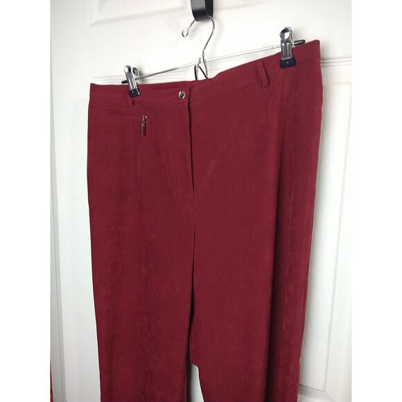 Doncaster Woman 14 Pants Red Trouser Suede Feel Flat Front Straight Leg - Picture 2 of 11